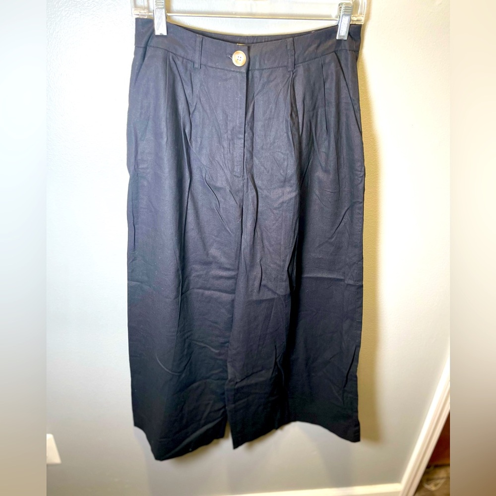 Asos NWT‎ Women's Black Wide Leg Linen Pants Size 4